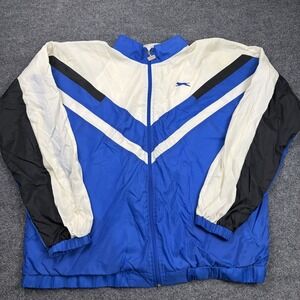 Vintage 90s Slazenger Windbreaker Jacket XL Blue White Chevron Colorblock‎ Nylon